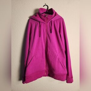 Athleta Women’s Triumph Fleece lined zip-up hoodie sweatshirt magenta size med
